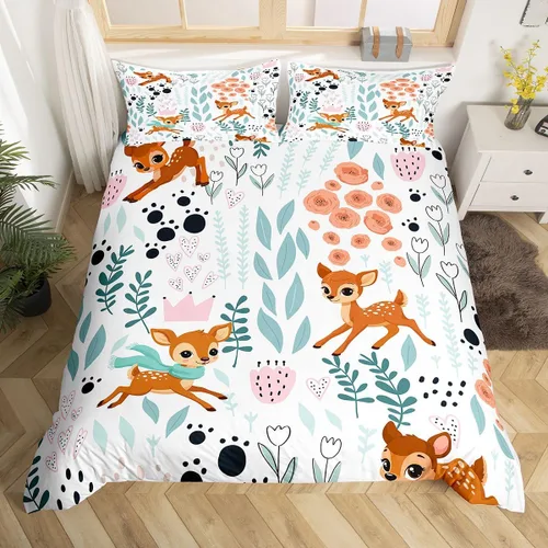 Miniatura 37 de Erosebridal Juego de ropa de cama individual de animales de la selva para niñas y niños, funda de edredón de elefante oso, tigre, león, safari