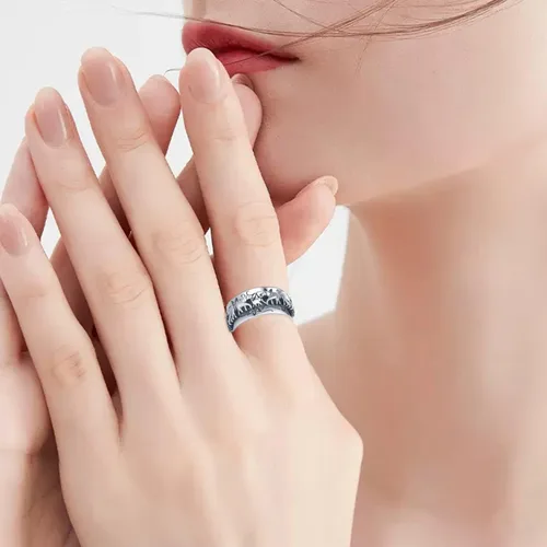 Miniatura 6 de Anillo giratorio de plata de ley con elefante, anillo giratorio para mujer, anillo giratorio de elefante, joyería de regalo para mujeres y hombres
