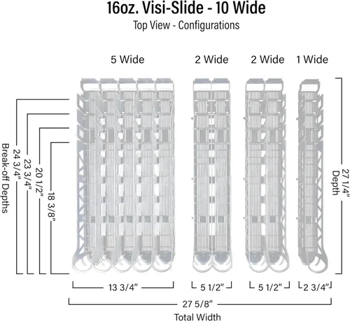 Miniatura 2 de Display Technologies Visi-Slide Organizador de Bebidas para Nevera, Organizador de Latas de Soda, Deslizador Alimentado por Gravedad para Estantes