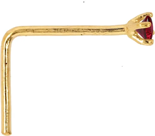 Miniatura 2 de Piercing para nariz en forma de L de oro macizo de 14 quilates de 22 G con piedras preciosas de rubí real, oro amarillo de 14 quilates o oro blanco