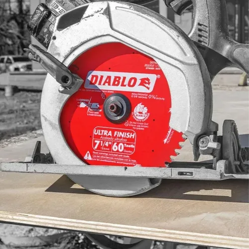 Miniatura 3 de Diablo Hoja de sierra de carburo ultra acabado para madera, 7-1/4 pulgadas de diámetro, 60 dientes ATB, eje de 5/8 pulgadas, corte de 0.059