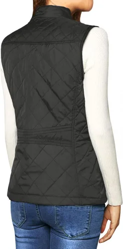 Miniatura 3 de Allegra K - Chaleco acolchado y ligero, de cuello alto, con cremallera, para mujer