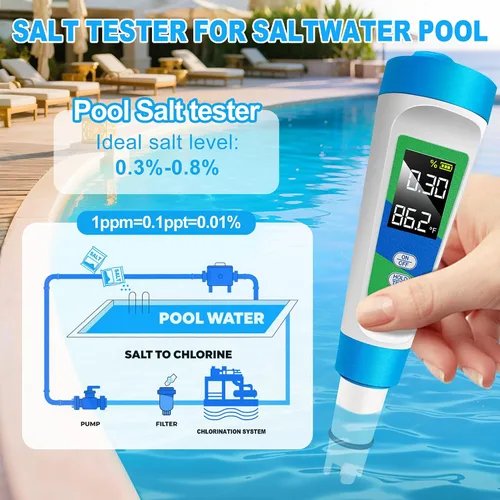 Miniatura 2 de KingSom Probador de sal de piscina,Probador digital de piscina de agua salada y probador de pH para acuario,Probador de salinidad digital de alta