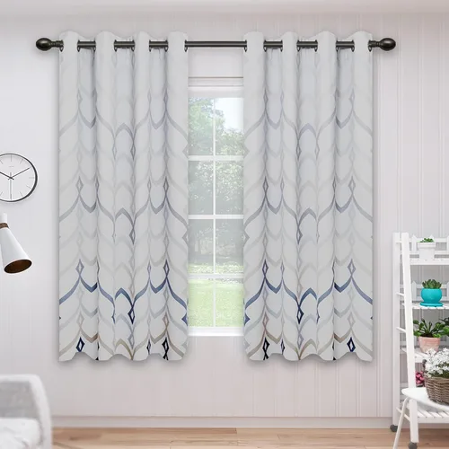 Easy-Going Cortinas opacas estampadas para dormitorio, cortinas de reducción de ruido de color de línea degradada, cortinas de bloqueo de luz, con