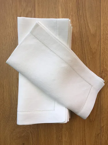 Miniatura 7 de Servilletas de cena con dobladillo de lino blanco – Juego de 6 servilletas de tela 100% lino de 20 x 20 pulgadas