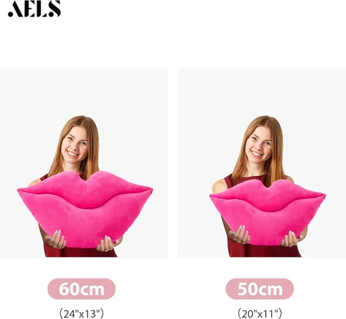 Miniatura 2 de AELS Almohadas de labios grandes 3D de terciopelo suave, almohadas decorativas, lindas almohadas de 24 x 12 pulgadas para sofá, cama, sala de estar