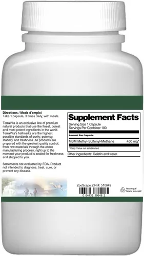Miniatura 3 de MSM - 450 mg (100 Cápsulas, ZIN: 510649)