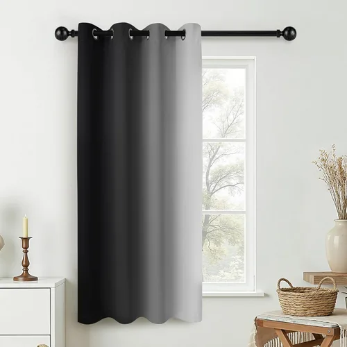 Miniatura 8 de COSVIYA Cortinas 100% Opacas Azul Degradado con Lazos Ajustables para Cocina Aislamiento Térmico Oscurecimiento de Habitación Cenefa con Bolsillo