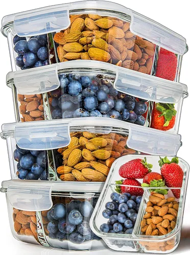 Miniatura 15 de PrepNaturals - Paquete de 4 recipientes de vidrio de 34 onzas para preparación de comidas, aptos para lavavajillas, microondas, congelador, horno