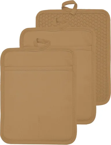 Miniatura 36 de Soporte para olla de horno con bolsillo, de algodón, resistente al calor, para cocina, almohadilla caliente, guantes de horno para cocinar y Gris