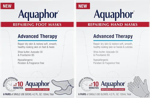 Miniatura 5 de Aquaphor Mascarillas reparadoras para pies, calcetines hidratantes para pies secos, tratamiento hidratante para el cuidado de los pies con aceite