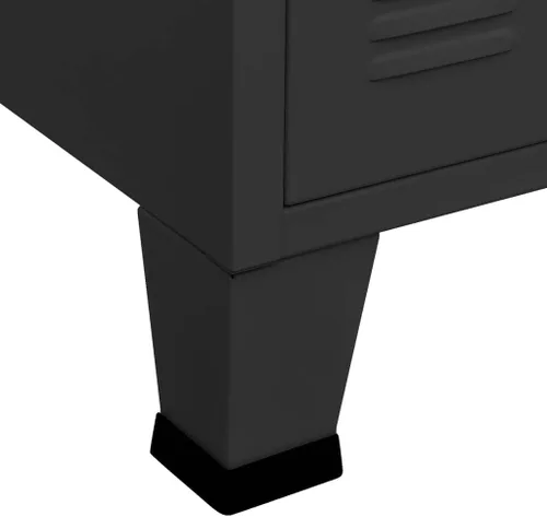 Miniatura 9 de Armario de almacenamiento industrial de metal con 3 puertas, armario de almacenamiento de piso negro, gabinete de almacenamiento multiusos