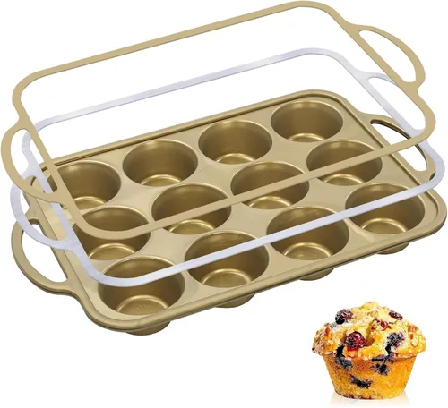 Miniatura 7 de 24-Cup Mini Silicone Muffin Pan with Reinforced Steel Frame, Non-Stick, BPA-Free, for Bite-Sized Cupcakes, Appetizers, and Egg Bites, Dishwasher Safe