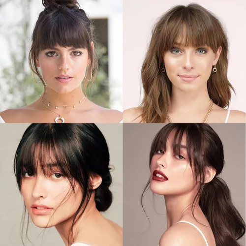 Miniatura 7 de Extensiones de cabello con clip, de fleco francés, natural, con flequillo, lacio, con flecos, con sienes para mujer, uso diario, color marrón medio