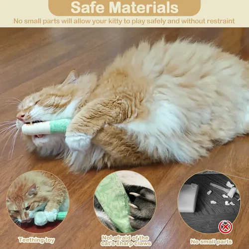 Miniatura 5 de Tocirelo Juguetes de hierba gatera para gatos, paquete de 3 – Juguetes resistentes a las mordeduras para gatos rellenos con 100% puro 45000 mg
