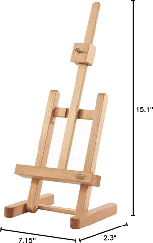 Miniatura 5 de Mabef Caballete de mesa M/16, caballete de escritorio en miniatura de madera de haya engrasada con altura y ángulo de lona ajustables, peso ligero