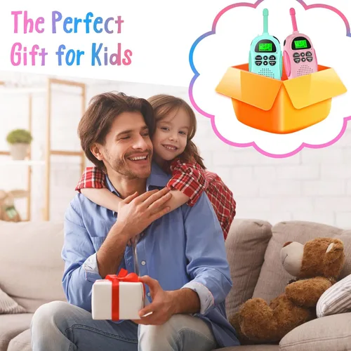 Miniatura 7 de HPROMOT Walkie Talkies para niños recargables, juguetes para niños de 3 a 12 años, niños y niñas, paquete de 2 unidades de radios de dos vías