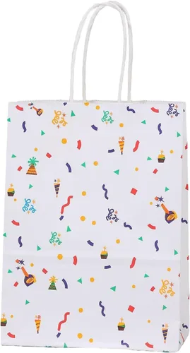 ADIDO EVA 25Pcs Rainbow Confetti Dot Gift Bags Small Polka Dots Paper Bags with Handles for Party Favor (6.2 x 3.1 x 8.6 In)