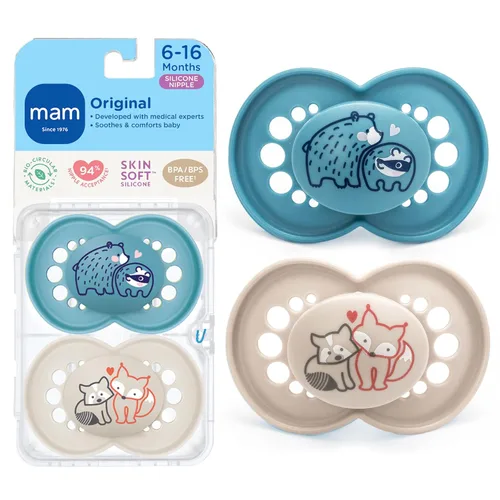 Miniatura 12 de MAM Chupete mate original para bebé, forma de pezón que ayuda a promover un desarrollo oral saludable, estuche esterilizador, 6-16 meses