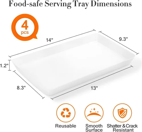 Miniatura 2 de WOWBOX 4 bandejas de servir para entretenimiento, platos para servir aperitivos, frutas, galletas, postres, bandejas de plástico reutilizables