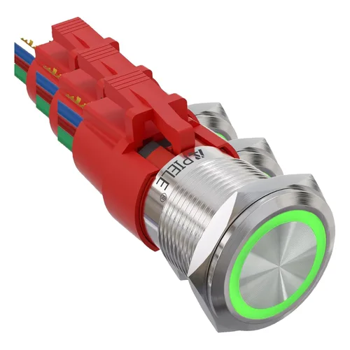 Miniatura 9 de APIELE Interruptor de botón de bloqueo de 0.748 in, 12 V CC, anillo de halo de ojo de ángel LED de 0.74 pulgadas, 1NO1NC SPDT con enchufe de cable