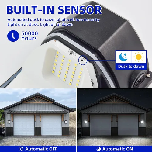 Miniatura 2 de hykolity Paquete de luz LED de actualización de 30 W con fotocélula fotográfica, 3450 lúmenes, 5000 K, luz diurna del atardecer al amanecer, 120 V