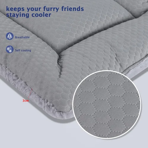 Miniatura 2 de Tapete de cama para perro, almohadilla reversible para jaula, almohadilla suave para perrera, tapete lavable para jaula de perro (fresco y cálido)