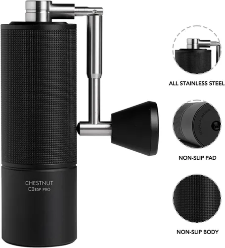 Miniatura 6 de TIMEMORE Molinillo de café manual de acero inoxidable con mango plegable, color castaño, C3 ESP PRO, ajuste interno ajustable, doble rodamiento