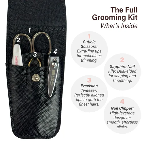 Miniatura 5 de Solingen Juego de manicura y pedicura, para hombres y mujeres, juego de cortaúñas profesional de manicura y pedicura, acero inoxidable, pinzas