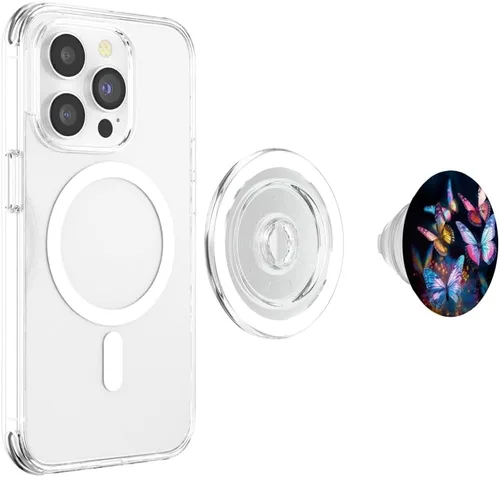 Miniatura 4 de PopSockets MagSafe PopGrip de mariposas azules de colores brillantes para iPhone