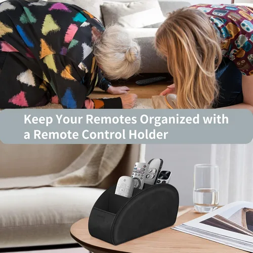 Miniatura 2 de Soporte para control remoto con 5 compartimentos, KENOBEE organizador de almacenamiento antideslizante de escritorio para controles remotos
