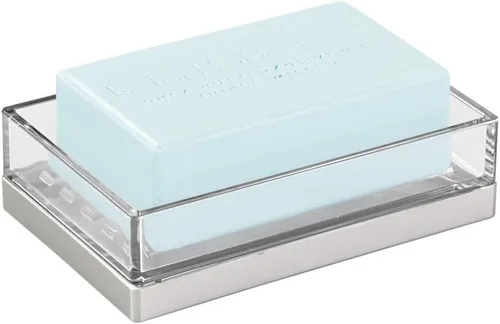 Miniatura 3 de iDesign Clarity BPA-Free Barra de plástico Jabonera - 5 "x 3.25" x 1.34 ", claro / cepillado níquel, 18 pulgadas por 16 pulgadas