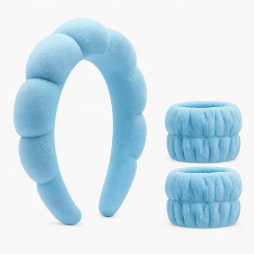 Diadema de spa para lavar la cara, 3 piezas, maquillaje, facial y cuidado de la piel. Banda para la cabeza para el cuidado de la piel de burbujas.
