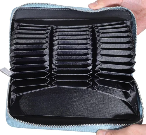 Miniatura 6 de Easyoulife Cartera de cuero genuino para mujer con tarjetero RFID seguro 36 ranuras