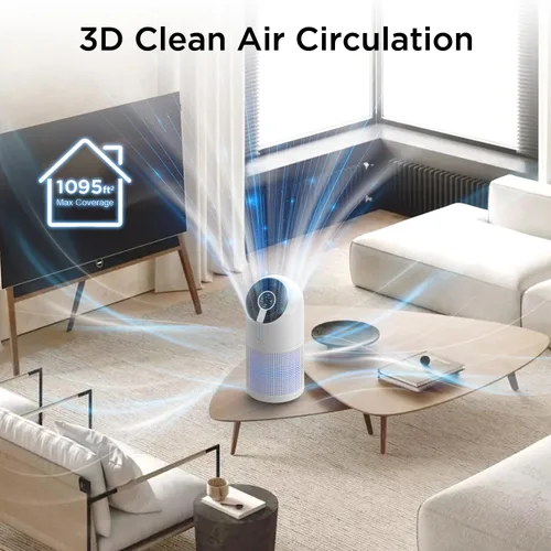 Miniatura 7 de Purificadores de aire M01 + M02 para dormitorio y hogar, 430-1095 pies cuadrados, filtro HEPA MOOKA H13 pequeño purificador de aire portátil