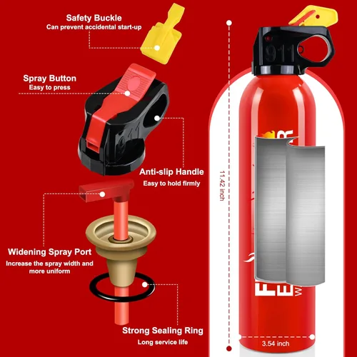 Miniatura 2 de Extintor de Incendios para el Hogar - Paquete de 2 Extintores de Incendios para Automóvil con Soporte de Pared, Extintor de Incendios Pequeño A B C