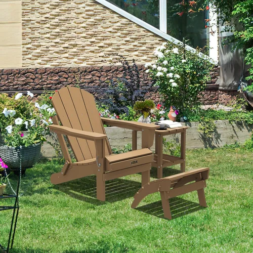 Miniatura 6 de Otomano plegable Adirondack de SERWALL, reposapiés Adirondack sin ensamblaje, marrón