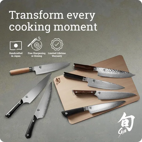 Miniatura 7 de Shun Cutlery Premier - Cuchillo de chef de 10 pulgadas de largo, cuchillo de cocina ligero, ideal para la preparación de alimentos, auténtico Marrón