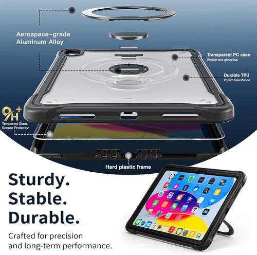 Miniatura 7 de Case for iPad A16 11th Generation 11-inch 2025 & iPad 10th Generation 10.9-inch 2022 with Screen Protector, 360° Rotating Kickstand Handle, Rugged