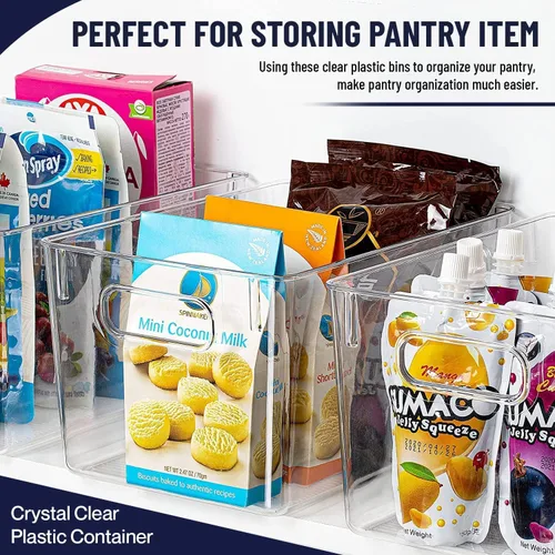 Miniatura 3 de Contenedores de almacenamiento de plástico transparente con tapas, perfectos para organización de cocina o organización y almacenamiento