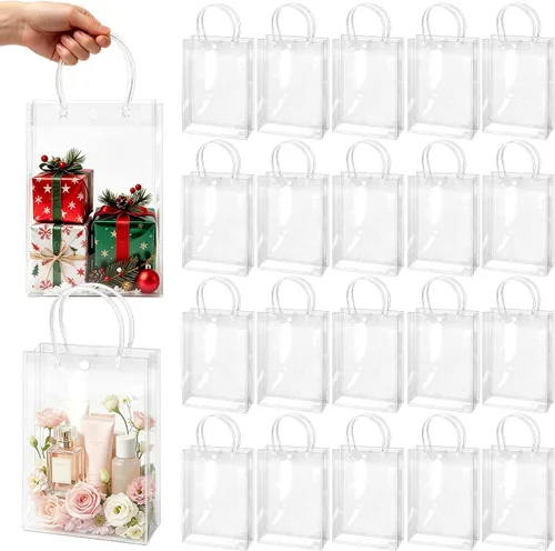 Miniatura 9 de BadenBach - 24 bolsas pequeñas de regalo transparentes con asas, 5.1 x 5.9 x 2.8 pulgadas, mini bolsa de plástico transparente para fiesta, bolsa