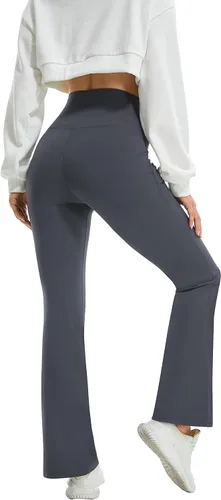 Miniatura 3 de FireSwan Leggings acampanados cruzados para mujer con bolsillos, corte de bota, cintura alta, pantalones de yoga con control de abdomen, pantalones