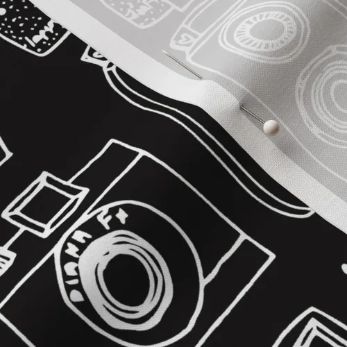 Miniatura 5 de Spoonflower Tela - Vintage Negro Blanco Dibujado Cámara Ilustración Retro Fotografía Impreso en Petal Signature Tela de Algodón Fat Quarter
