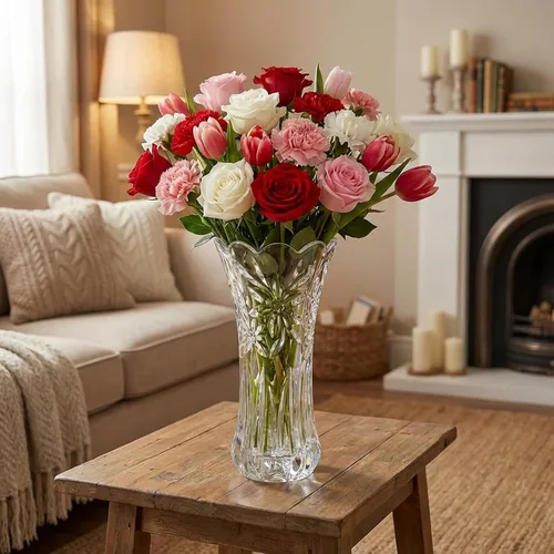 Miniatura 6 de JASVIC Jarrones de cristal de 12 pulgadas para flores, florero de cristal texturizado de orquídea, elegante y moderno jarrón decorativo para sala