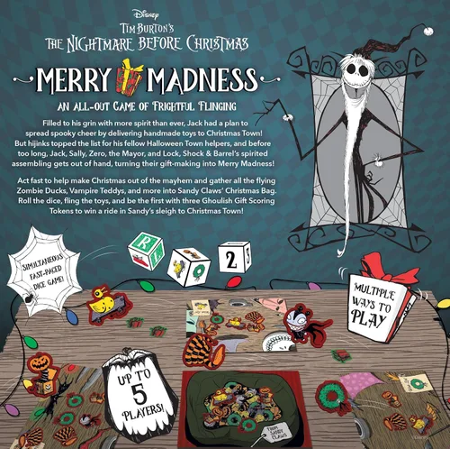 Miniatura 2 de Disney Tim Burton's The Nightmare Before Christmas Merry Madness Juego de Dados Familiar de Tirada Rápida Excelente Juego de Mesa para Niños
