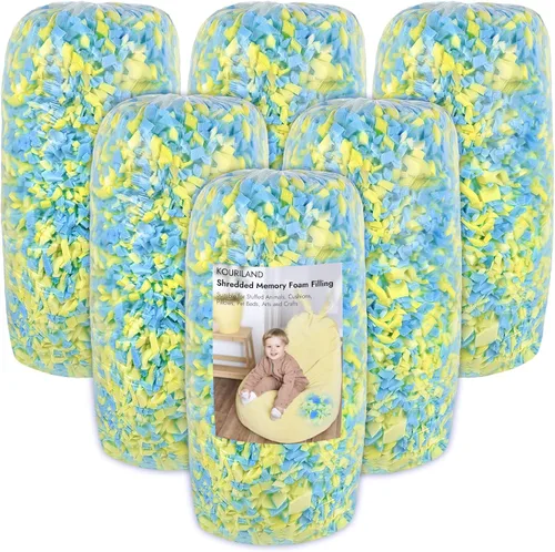 Miniatura 13 de Relleno de puf de 5 libras, repuesto de espuma viscoelástica triturada con gel de enfriamiento, relleno de espuma suave y de alta resistencia