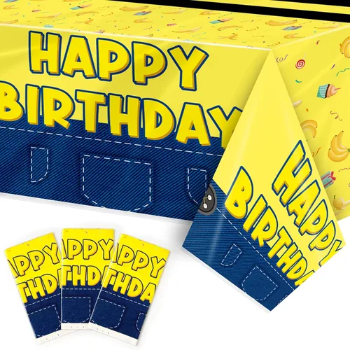 Miniatura 6 de BOpusail 3 manteles rectangulares de plástico impermeables para mesa de cumpleaños con temática de estrella de película de galaxia, suministros