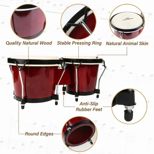 Miniatura 4 de Bongo - Juego de batería para adultos, niños, principiantes, profesionales, embalaje mejorado, juego de instrumentos de percusión sintonizables de 6