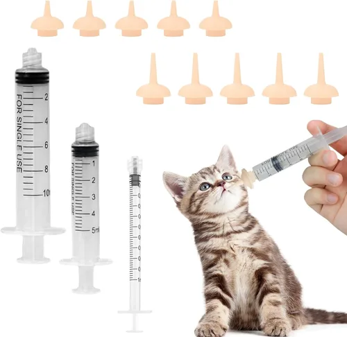 Miniatura 9 de Jeringa de alimentación de mascotas con pezón, herramientas de alimentación de silicona para gatitos y cachorros, jeringa de alimentación para gatos