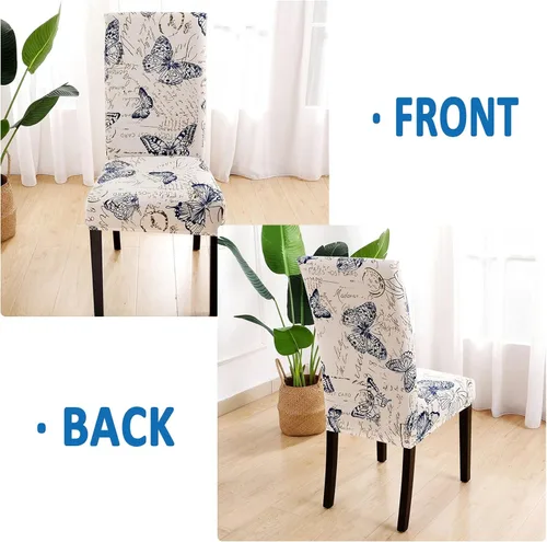 Miniatura 4 de HAOYONG Funda para Silla de Comedor con Estampado, Funda Desmontable Lavable para Silla Parsons, Protector de Asiento Desmontable para Comedor, 15